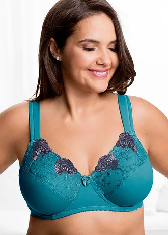 Zmenšovací podprsenka s polstrovanými ramínky (2 ks v balení), barva: kobaltově tyrkysová + šedá s květy