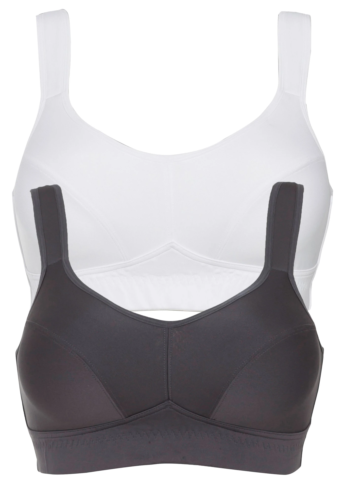 Sport bh, normale steun (set van 2) • antraciet+wit • bonprix online shop