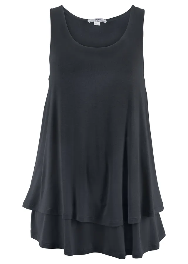 Dubbellaagse top van viscose • zwart • bonprix online shop
