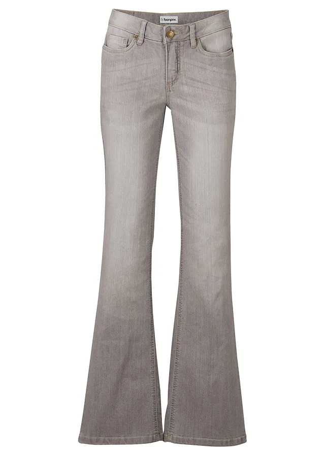 Pohodlné strečové džíny Bootcut, Mid Waist • světle šedá used • bonprix obchod