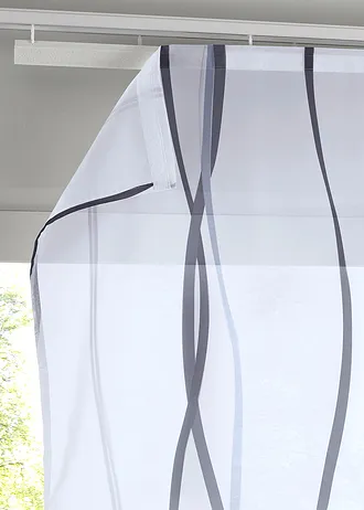 Japonská stěna jednobarevná a s potiskem vln (2dílná souprava), barva: krémově-stříbrná