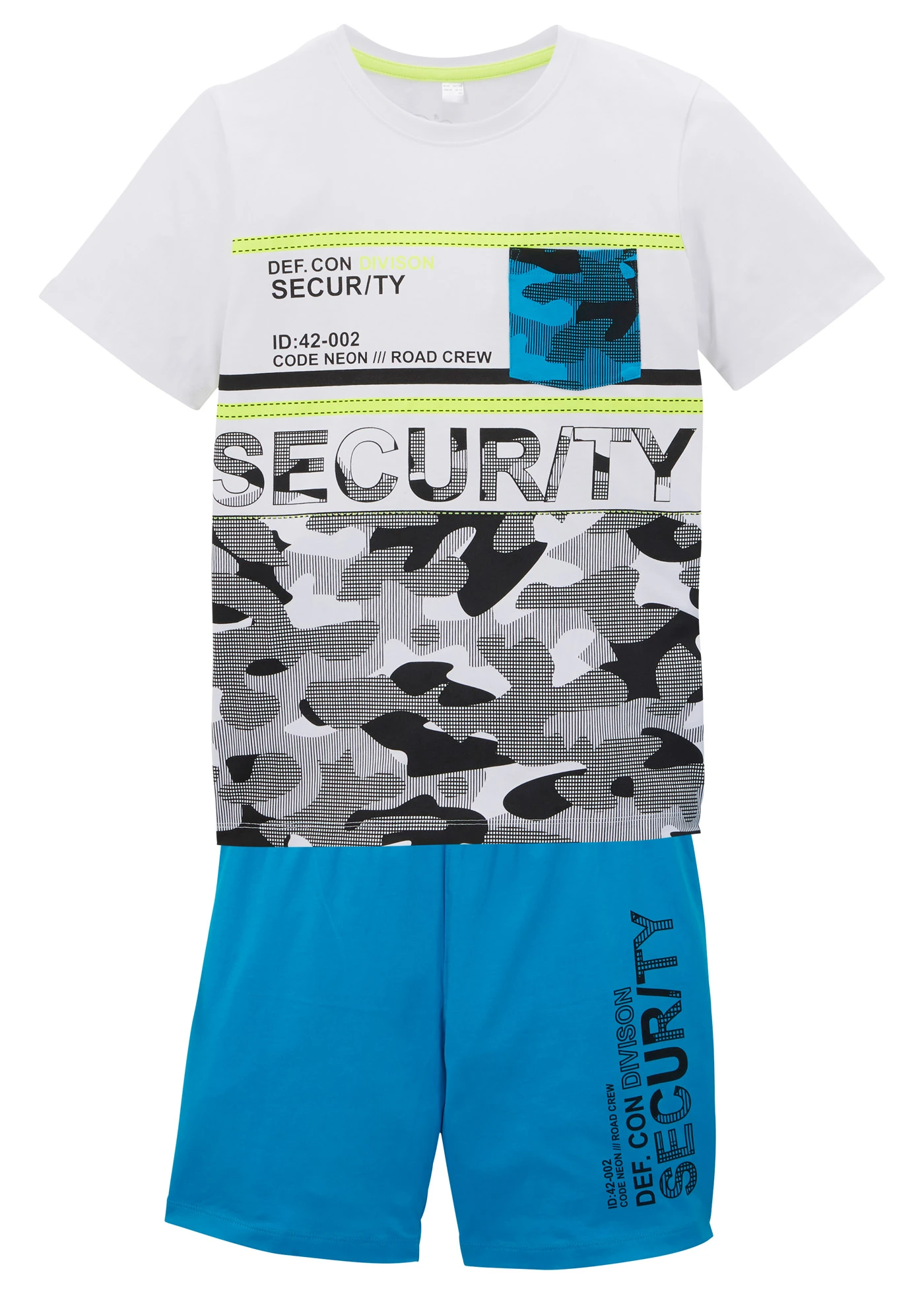 Jongens shirt en korte broek (2-dlg. set) • turkoois-wit met print • bonprix online shop