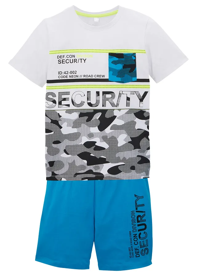 Jongens shirt en korte broek (2-dlg. set) • turkoois-wit met print • bonprix online shop