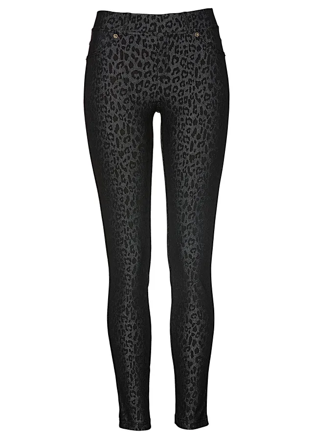 Pantaloni jeggings cu imprimeu leo