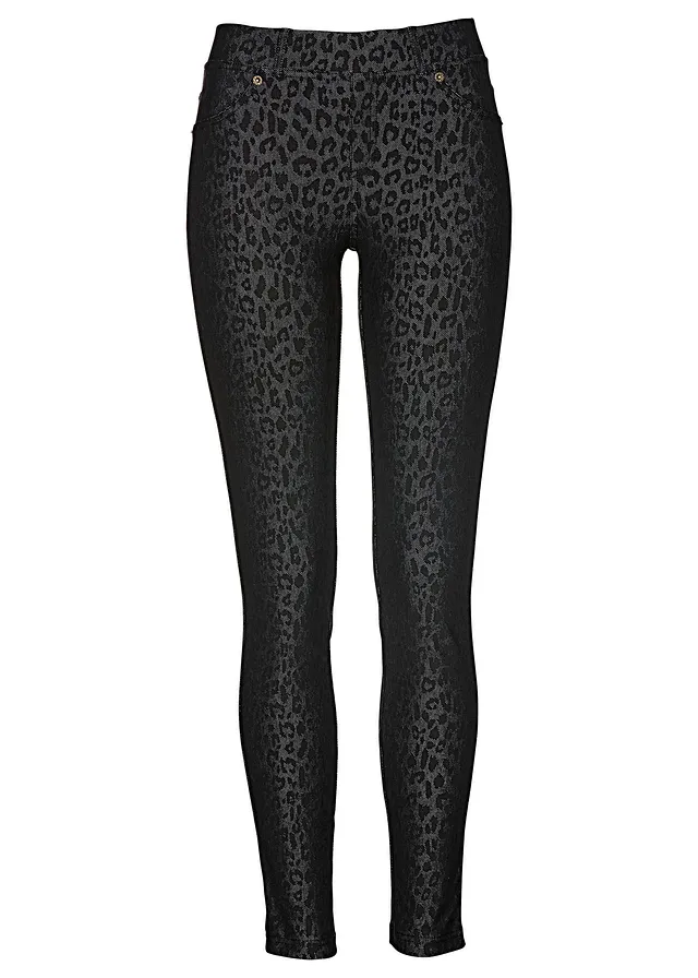 Jeggings s leopardím potiskem • šedo-černá s leopardím potiskem • bonprix obchod
