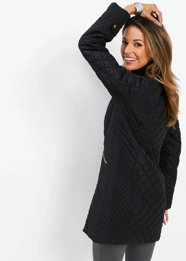 Manteau court matelassé, Couleur: noir