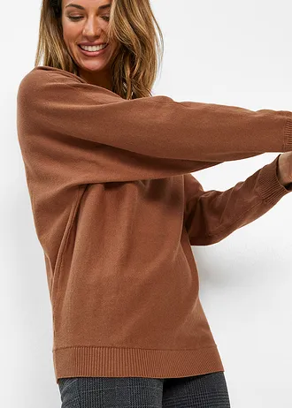 Pulóver denevér ujjakkal • gesztenyebarna • bonprix áruház