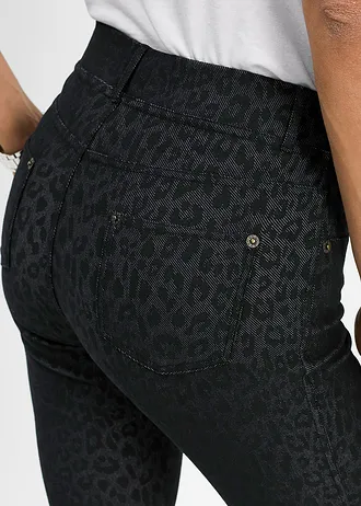 Jeggings s leopardím potiskem • šedo-černá s leopardím potiskem • bonprix obchod
