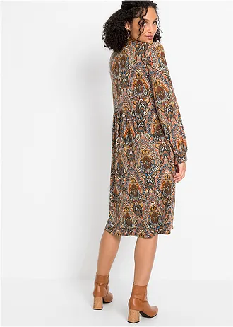 Jersey jurk met paisley, Kleur: rood-multicolor paisley