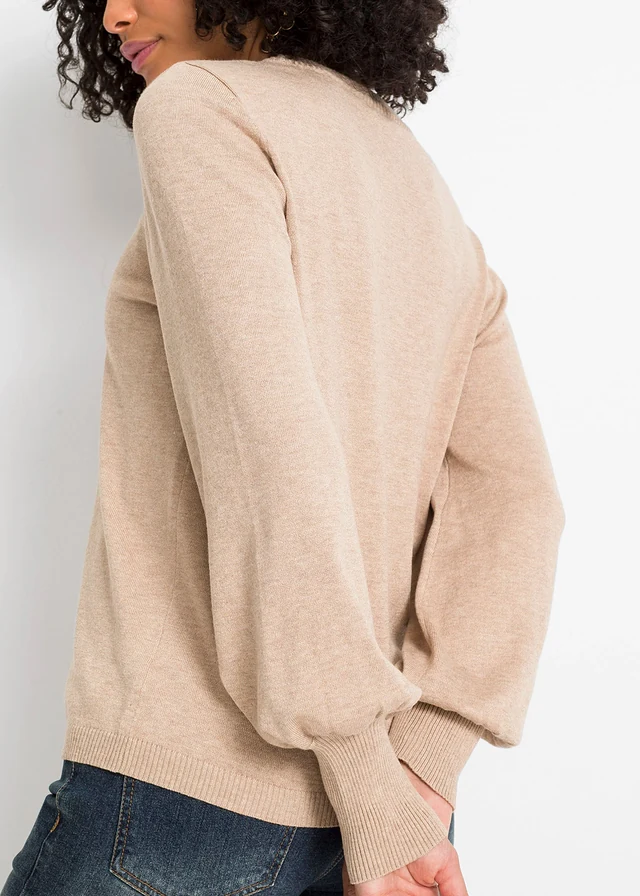 Pull à manches ballon • beige chiné • product-page.page-title-suffix
