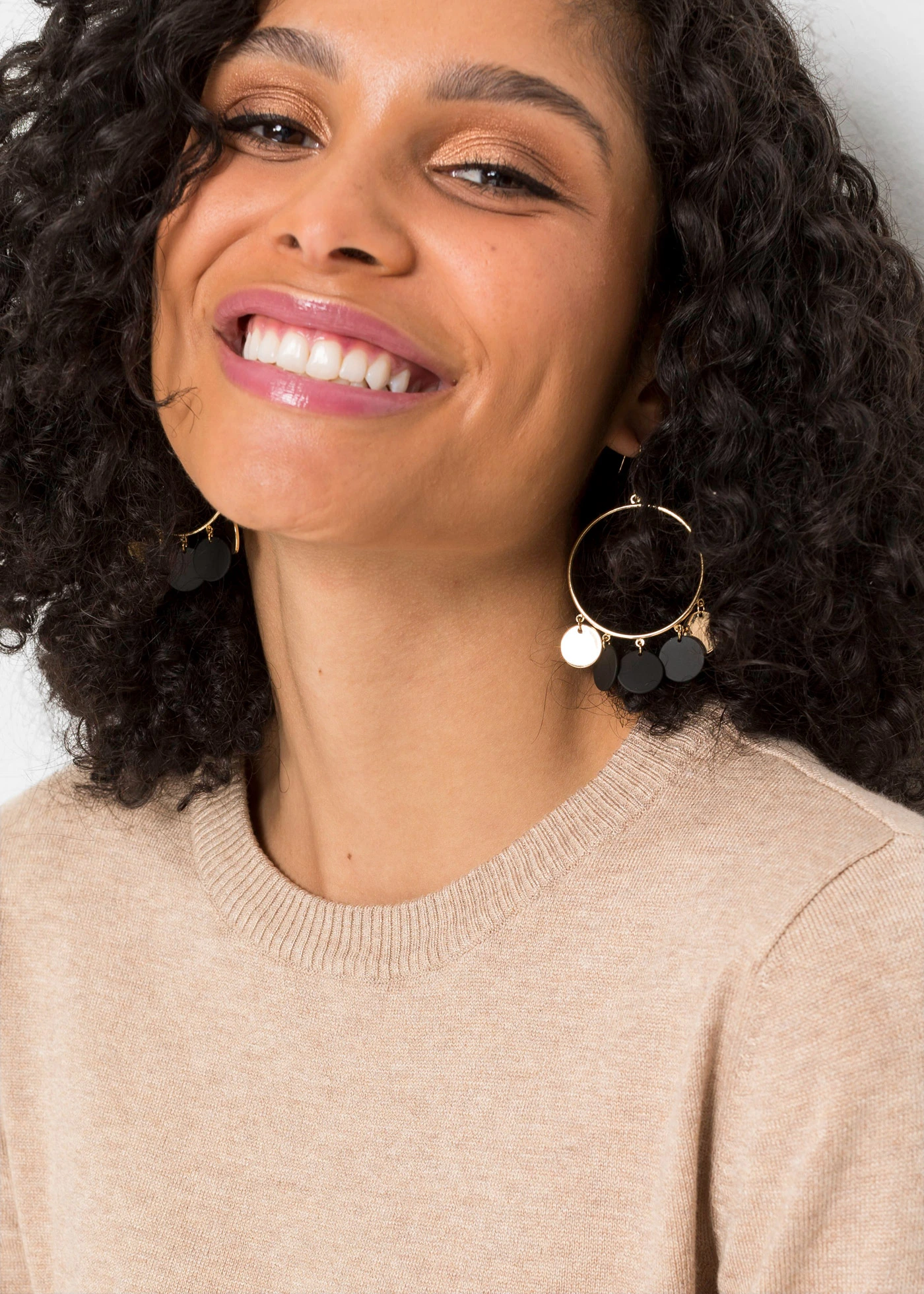 Svetr s balónovými rukávy • béžový melír • bonprix obchod