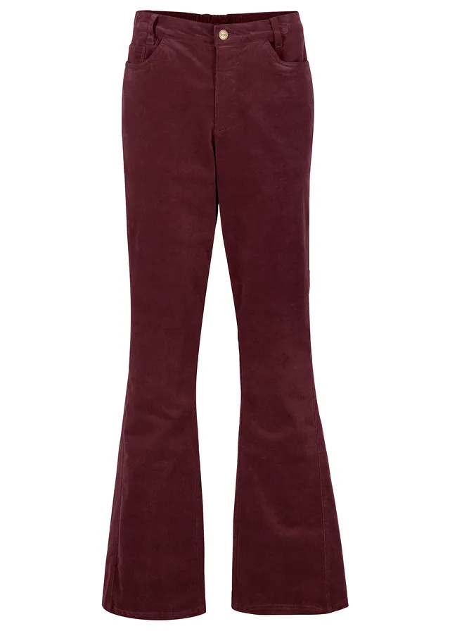 Pantaloni raiaţi pe talie cu bată comodă, evazaţi