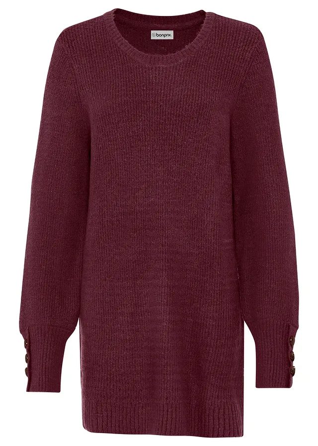 Dlouhý svetr s knoflíky • rododendronově červená • bonprix obchod