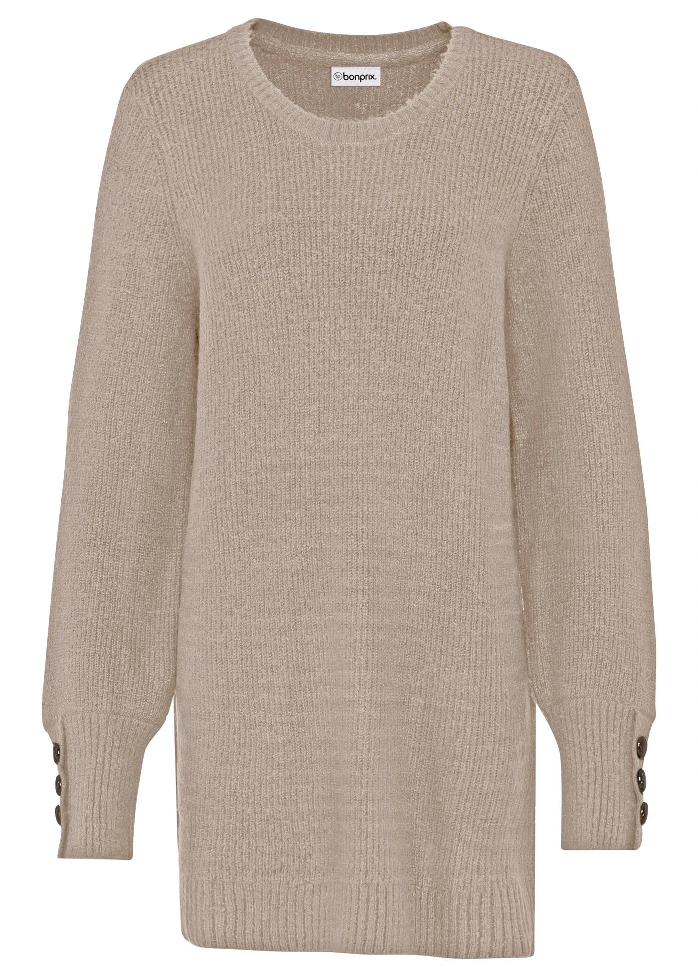 Dlouhý svetr s knoflíky • béžová • bonprix obchod