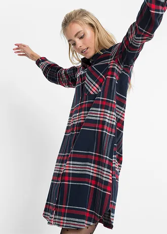 Košilové šaty z čisté bavlny • tmavě modro-červeno-bílá kostka • bonprix obchod