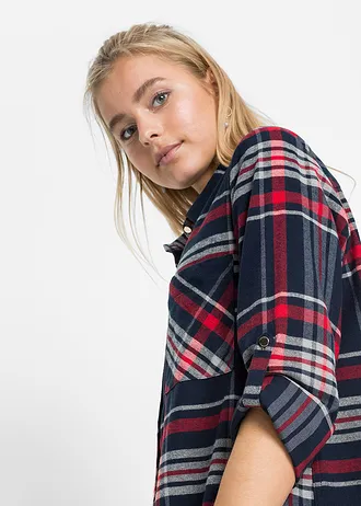 Košilové šaty z čisté bavlny • tmavě modro-červeno-bílá kostka • bonprix obchod