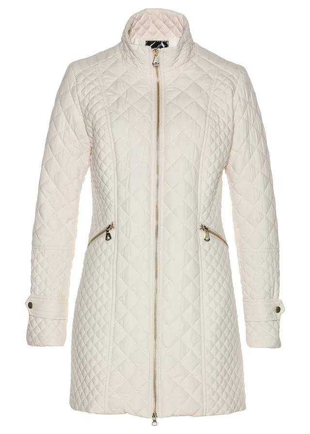 Krátký prošívaný kabát • šedobéžová • bonprix obchod