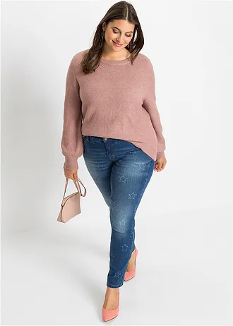 Trui met ballonmouwen, Kleur: rozenhout gemêleerd