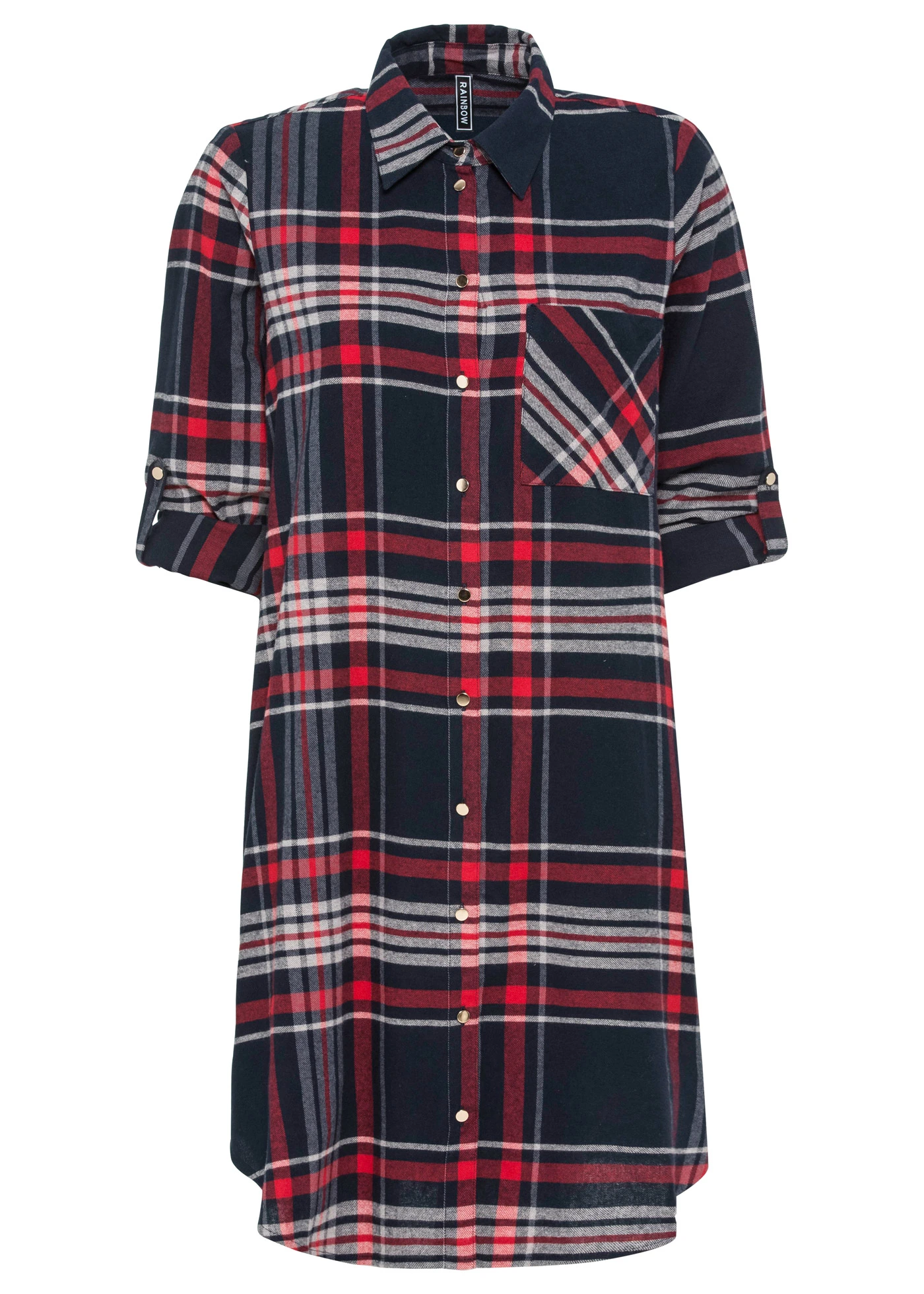 Košilové šaty z čisté bavlny • tmavě modro-červeno-bílá kostka • bonprix obchod