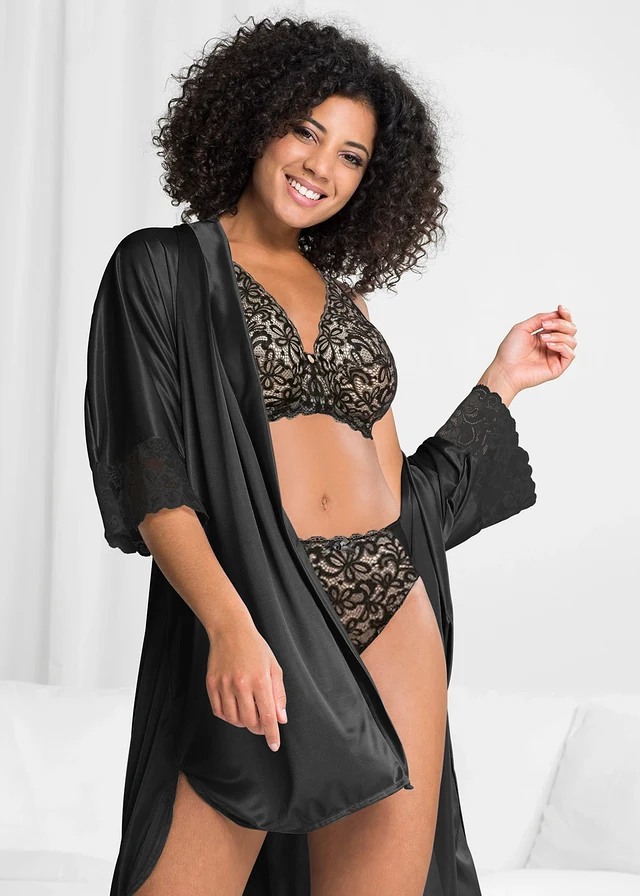 Soutien-gorge à armatures avec une jolie dentelle, Couleur: noir/poudré floral