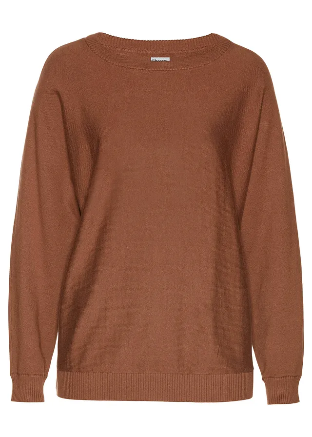 Svetr s netopýřími rukávy • kaštanově hnědá • bonprix obchod