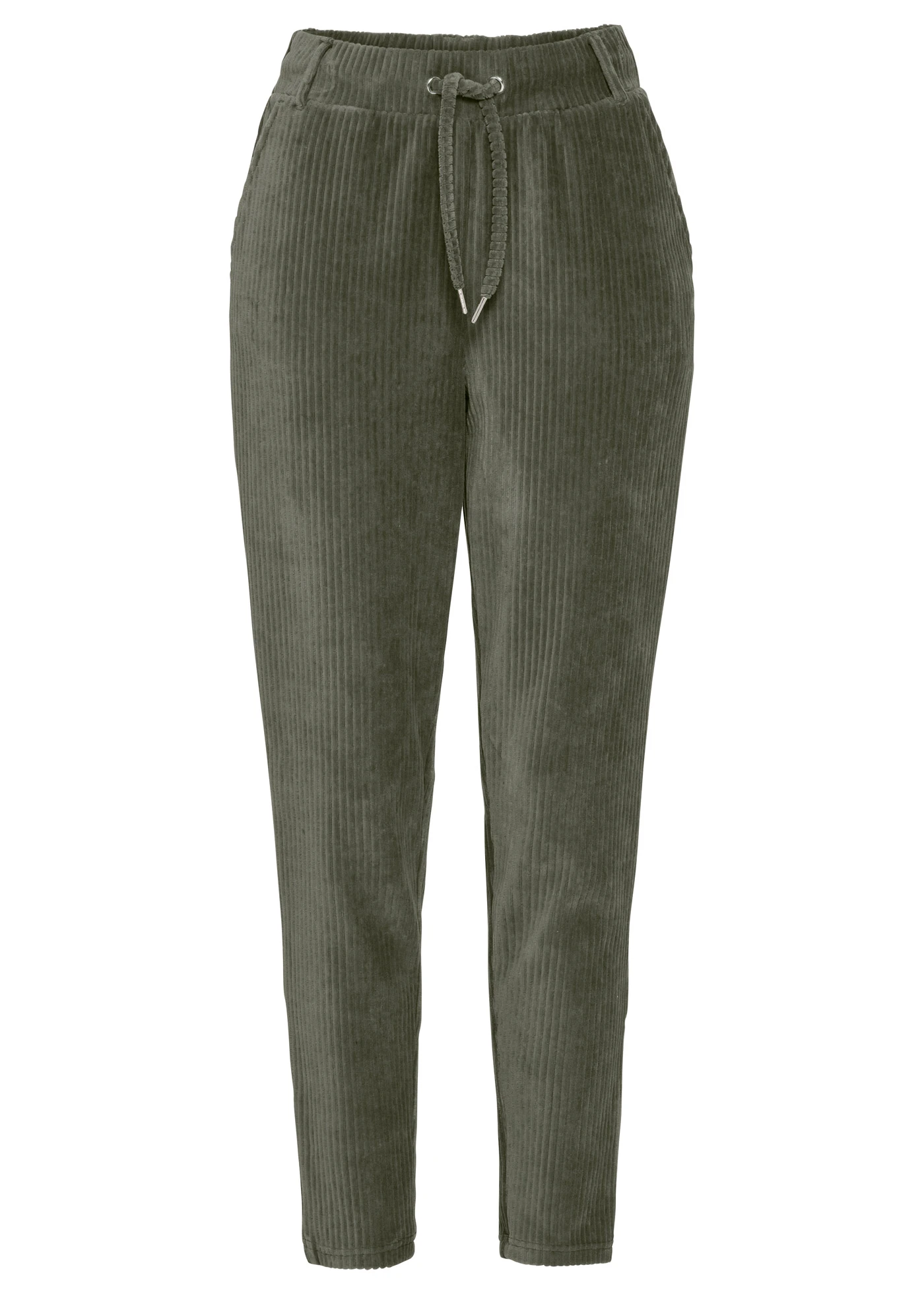 Kalhoty v manšestrovém vzhledu s elastickým pasem • olivová • bonprix obchod