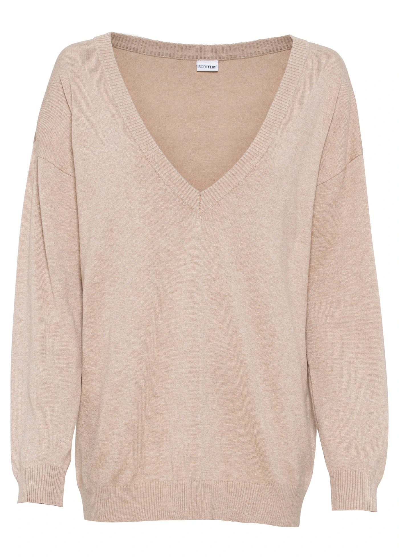 Oversized trui in een viscosemix • beige gemêleerd • bonprix online shop
