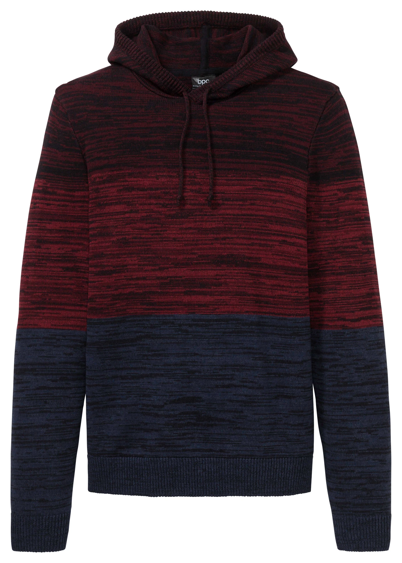 Sweter z cienkiej dzianiny z kapturem o kroju regular fit • czerwono-niebieski melanż • sklep bonprix