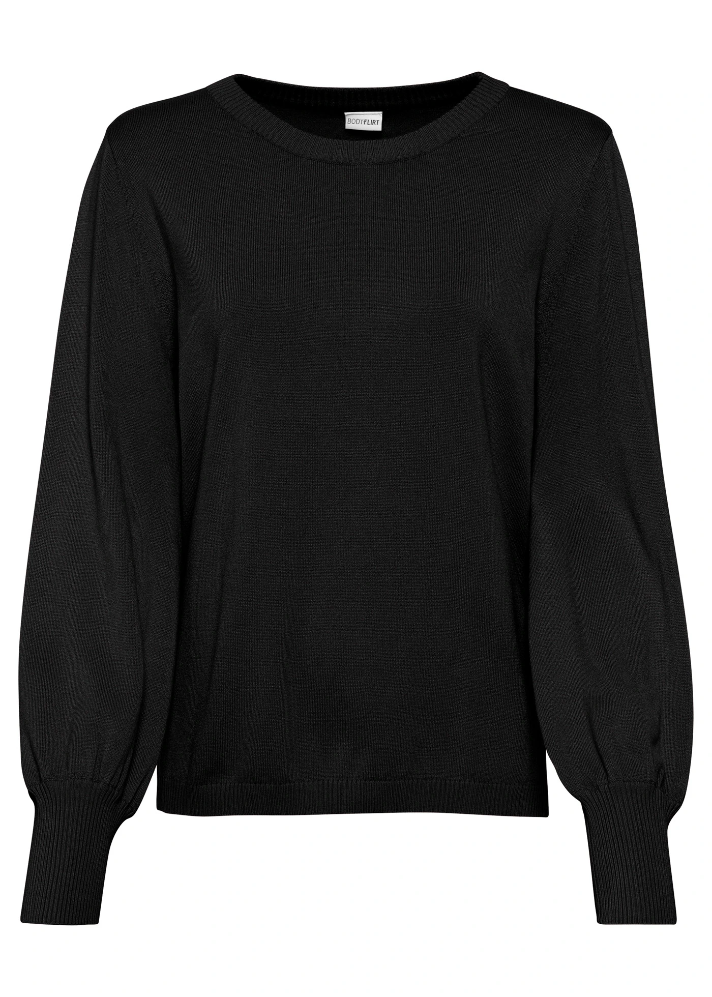 Svetr s balónovými rukávy • černá • bonprix obchod