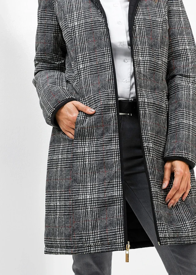 Lange, gewatteerde reversible jas • zwart • product-page.page-title-suffix