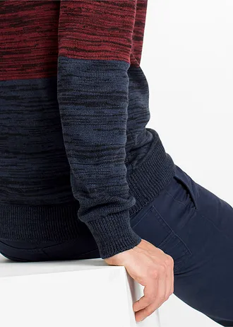 Svetr z jemné pleteniny, s kapucí, Regular Fit • červeno-modrý melír • bonprix obchod