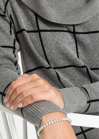 Dlouhý svetr • šedý melír-černá kostka • bonprix obchod