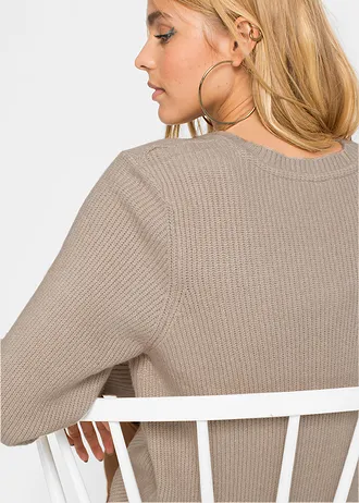 Dlouhý svetr s knoflíky • béžová • bonprix obchod