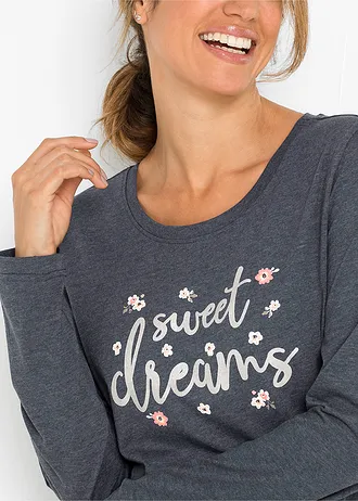 Pijama cu bumbac organic • albastru melanj floral • magazin bonprix