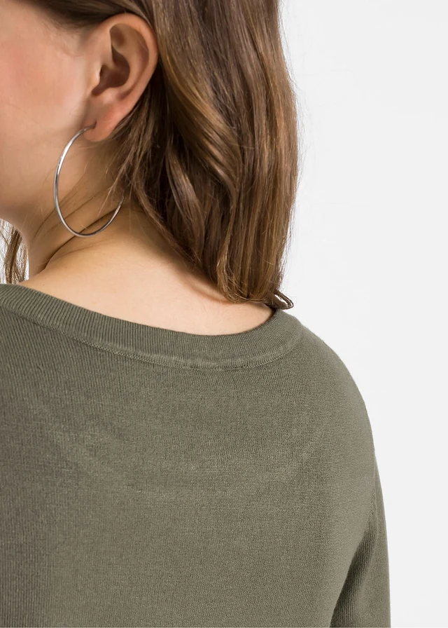 Robe pull en fine maille avec jupe montée • olive floral • product-page.page-title-suffix