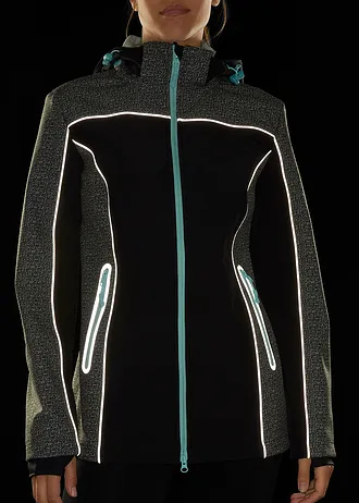 Softshell jas met reflecterende details, waterafstotend • grijs gemêleerd-aquapastel • bonprix online shop