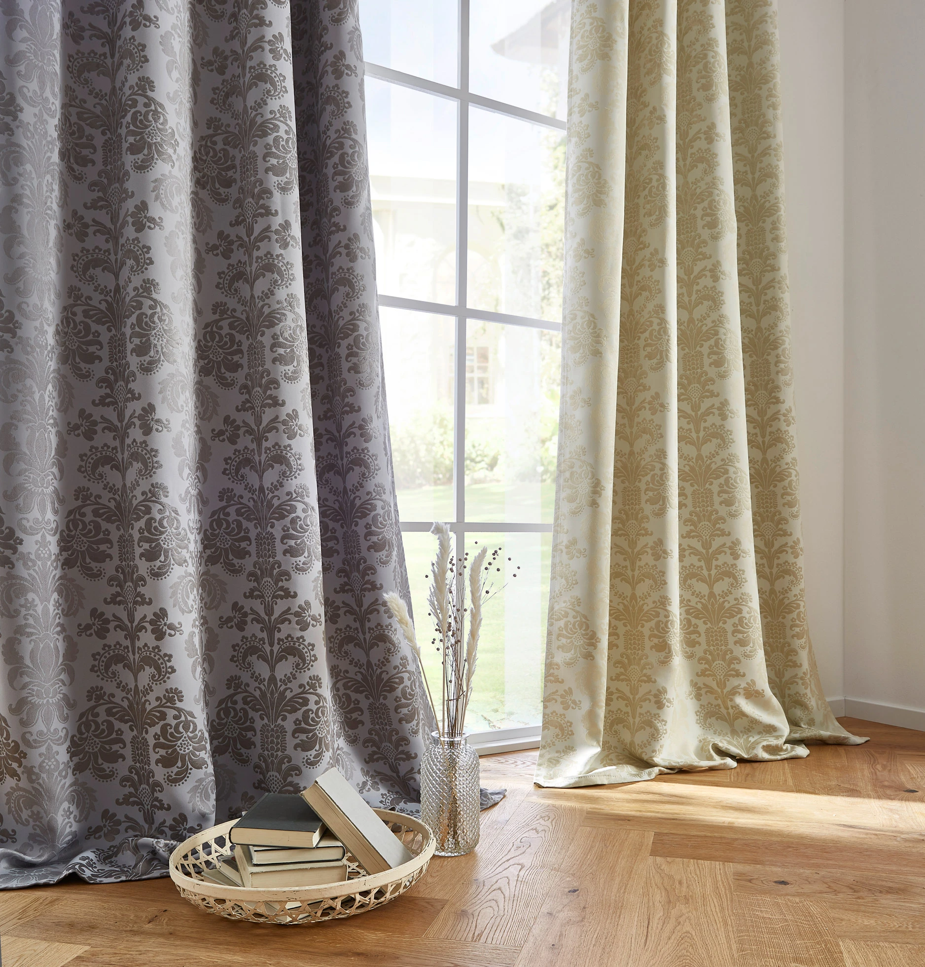 Isolerend verduisterend gordijn van jacquard (1 stuk) • zilvergrijs • bonprix online shop