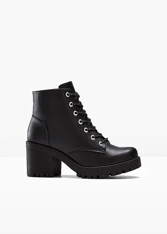Boots lacées à talon carré • noir • Boutique bonprix