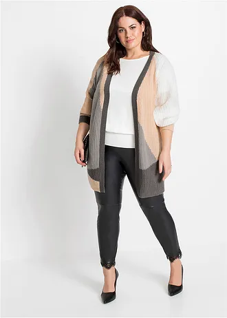 Oversized vest, Kleur: beige-wolwit-antraciet-grijs