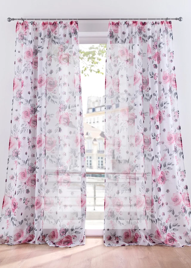 Voilage à imprimé floral (1 pce)