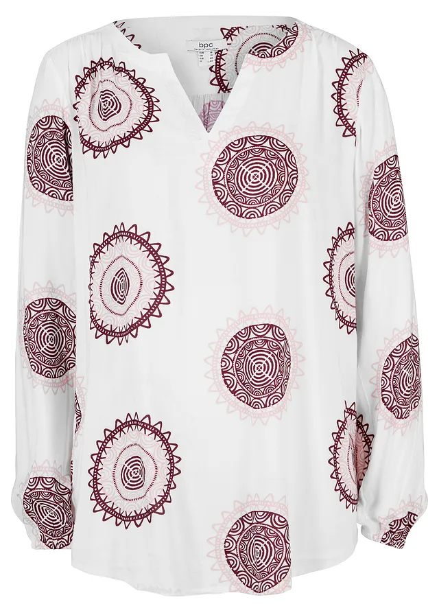 Tuniková halenka z měkké viskózy • bílo-javorově červená s potiskem • bonprix obchod