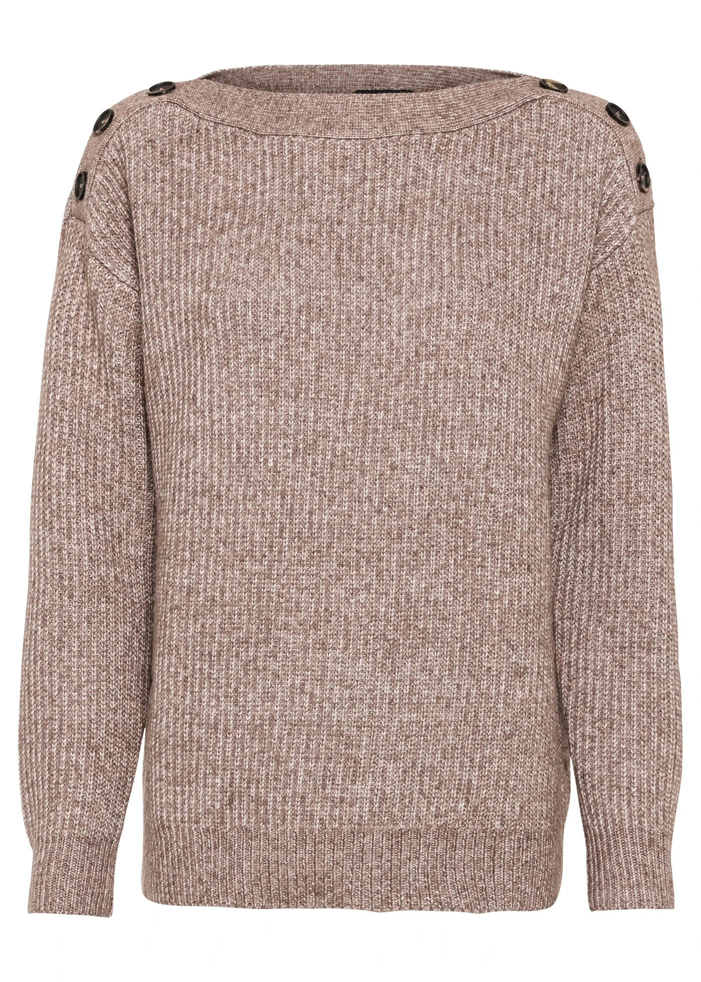 Oversize svetr s knoflíky • hnědý melír • bonprix obchod