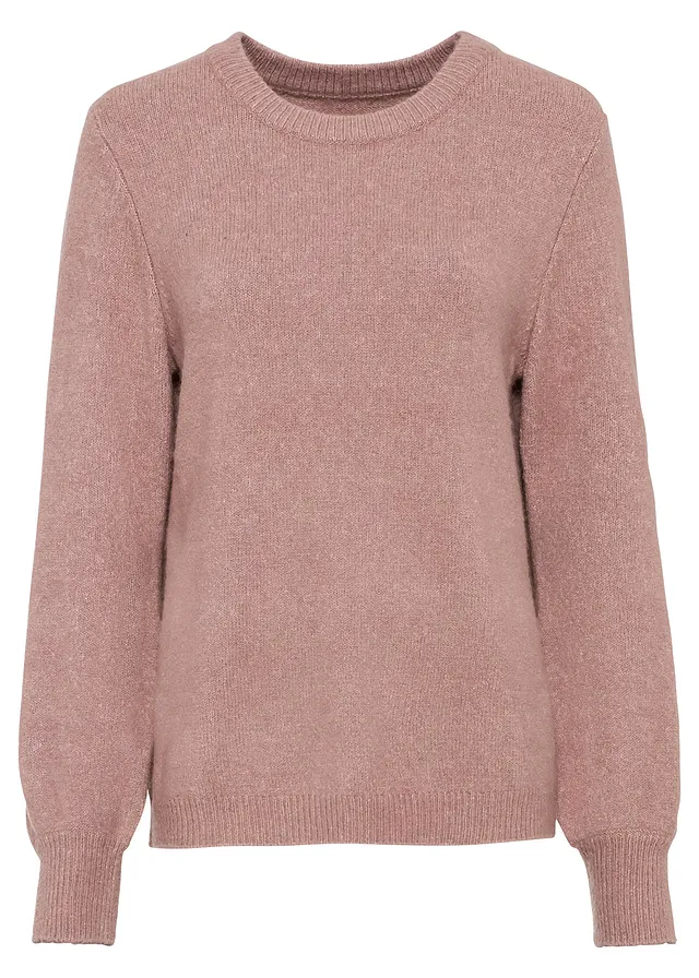 Svetr s balónovými rukávy • růžovohnědý melír • bonprix obchod