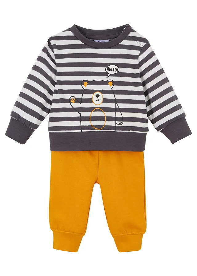 Bluză și pantalonași de bebe din bumbac organic 100% (set/2 buc.)