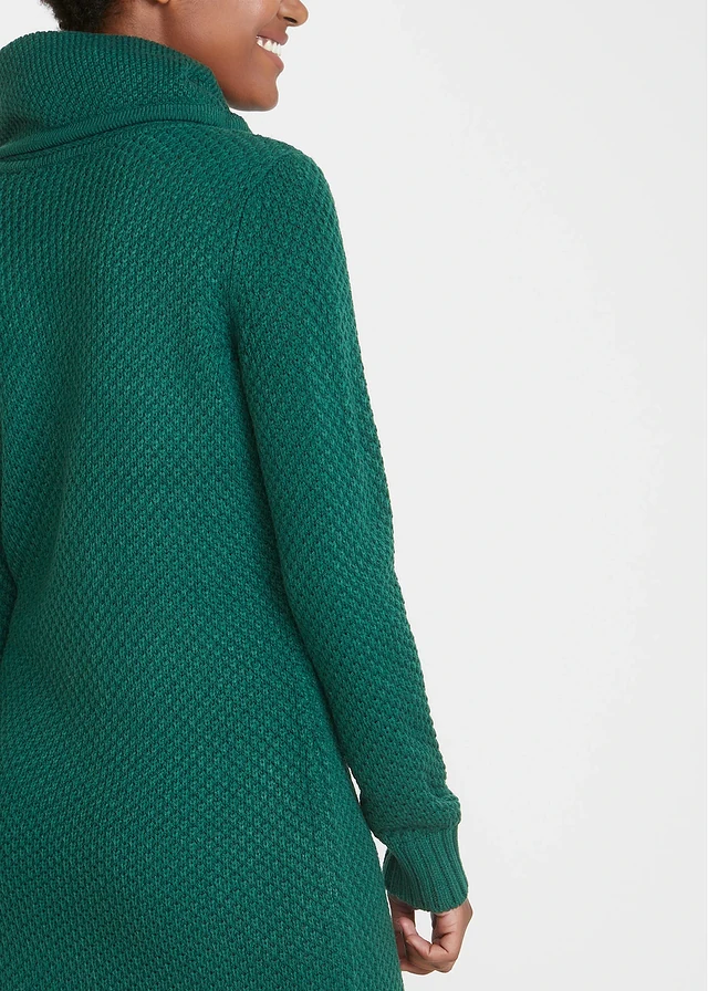 Gebreide jurk met sjaalkraag • diepgroen • product-page.page-title-suffix