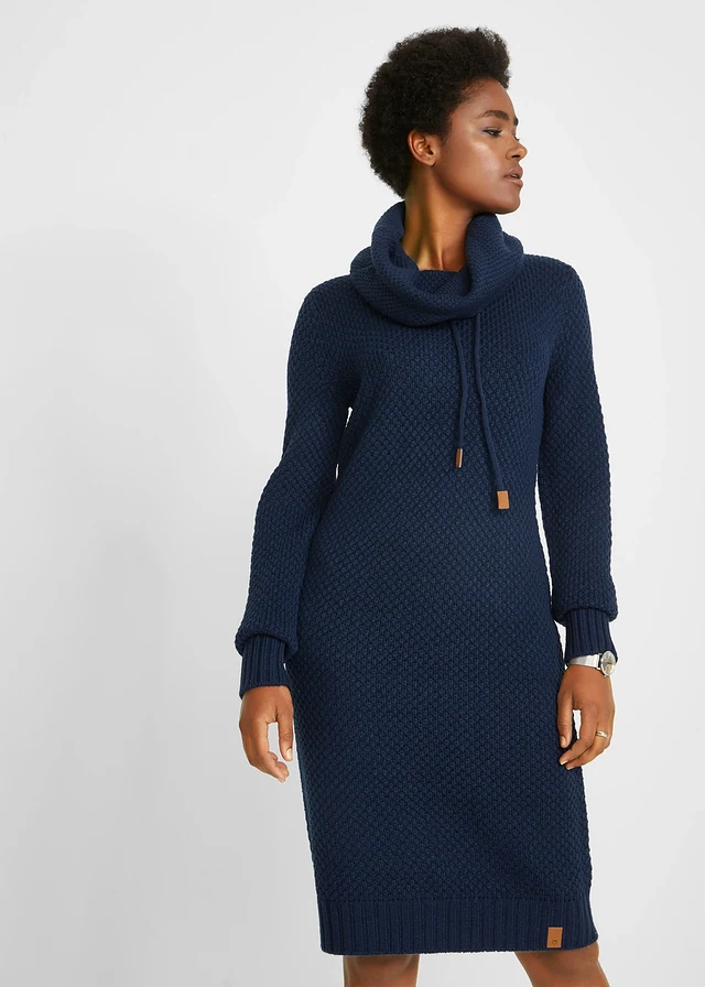 Robe en maille à col châle • bleu foncé • product-page.page-title-suffix