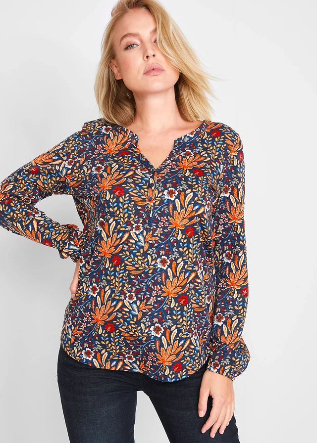 Bluză-tunică imprimată • oranj floral • magazin bonprix
