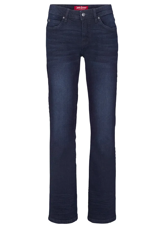 Bootcut stretch jeans, mid waist, Kleur: donkerblauw used