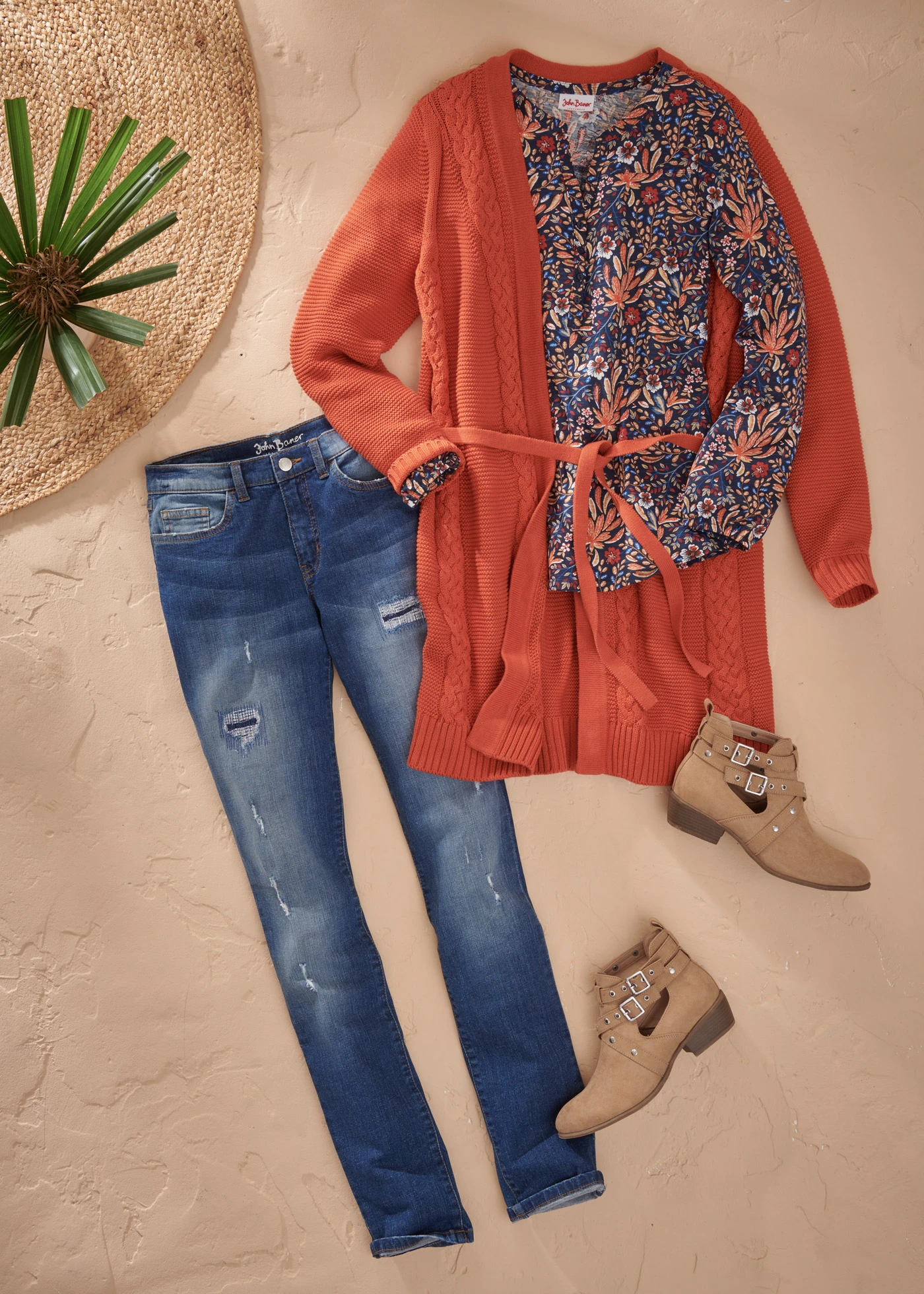 Tunique en jersey imprimée, manches longues • orange mat floral • Boutique bonprix