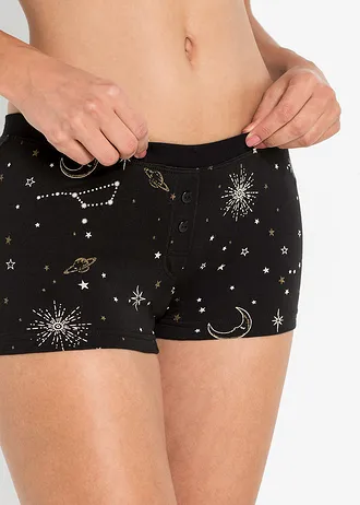 Lot de 4 boxers coton • noir + écru + doré imprimé • Boutique bonprix